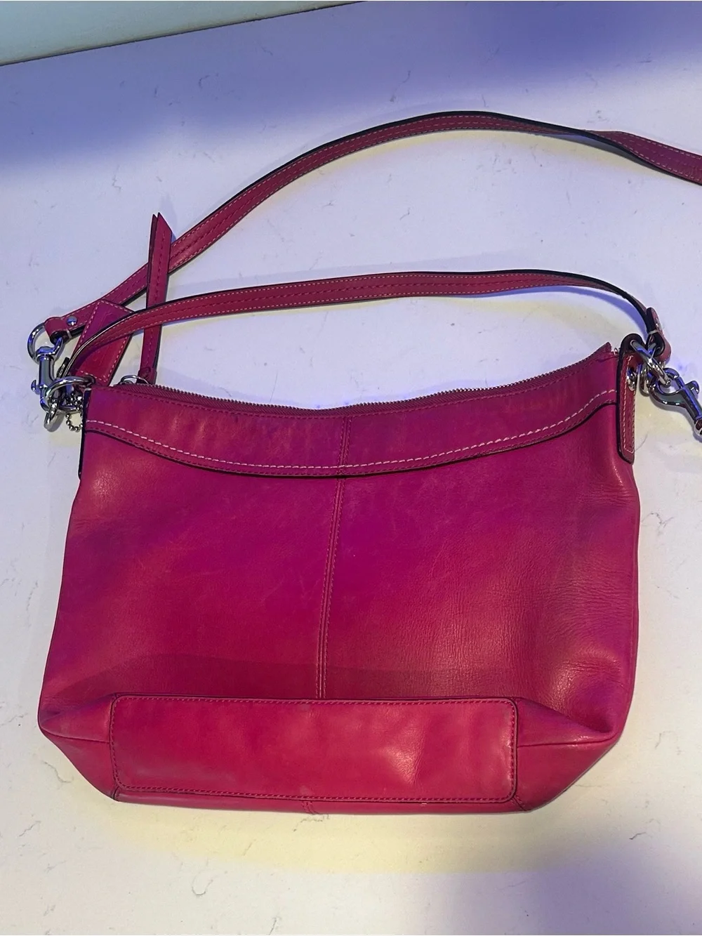 Coach Fuschia Leather Hobo Shoulder Bag